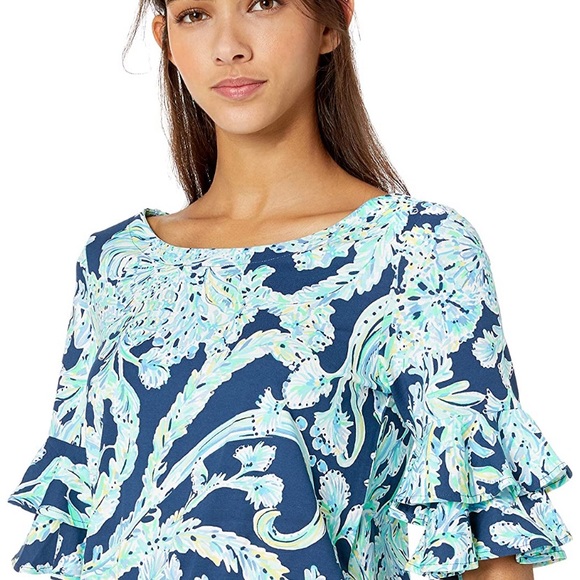 ⚓️NWT Lilly Pulitzer Lula romper Navy Scuba doo Sm - Picture 4 of 14